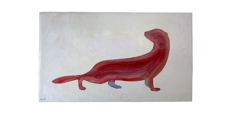 wiesel, Sara Welponer oil painting on wood, hermine