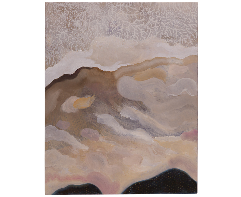 föhn, Sara Welponer oilpainting on wood, windy landscape