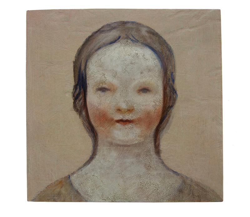 zeitreisende 2, Sara Welponer oil painting on wood, craquelé, craquelure