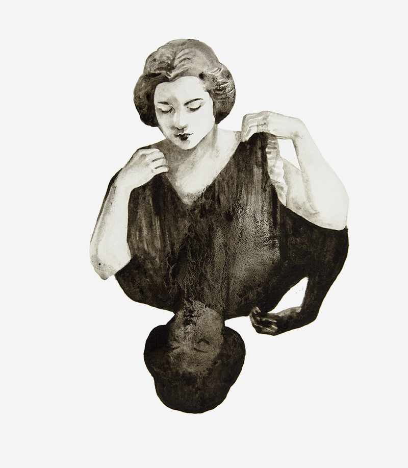 watercolor, natural pigments, mirrored figure, shadow work